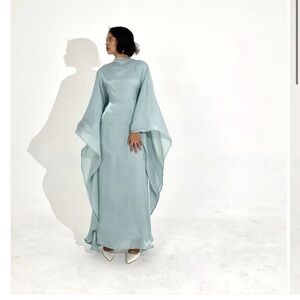 Esme New York aqua Blue kaftan butterfly abaya Dress Dubai